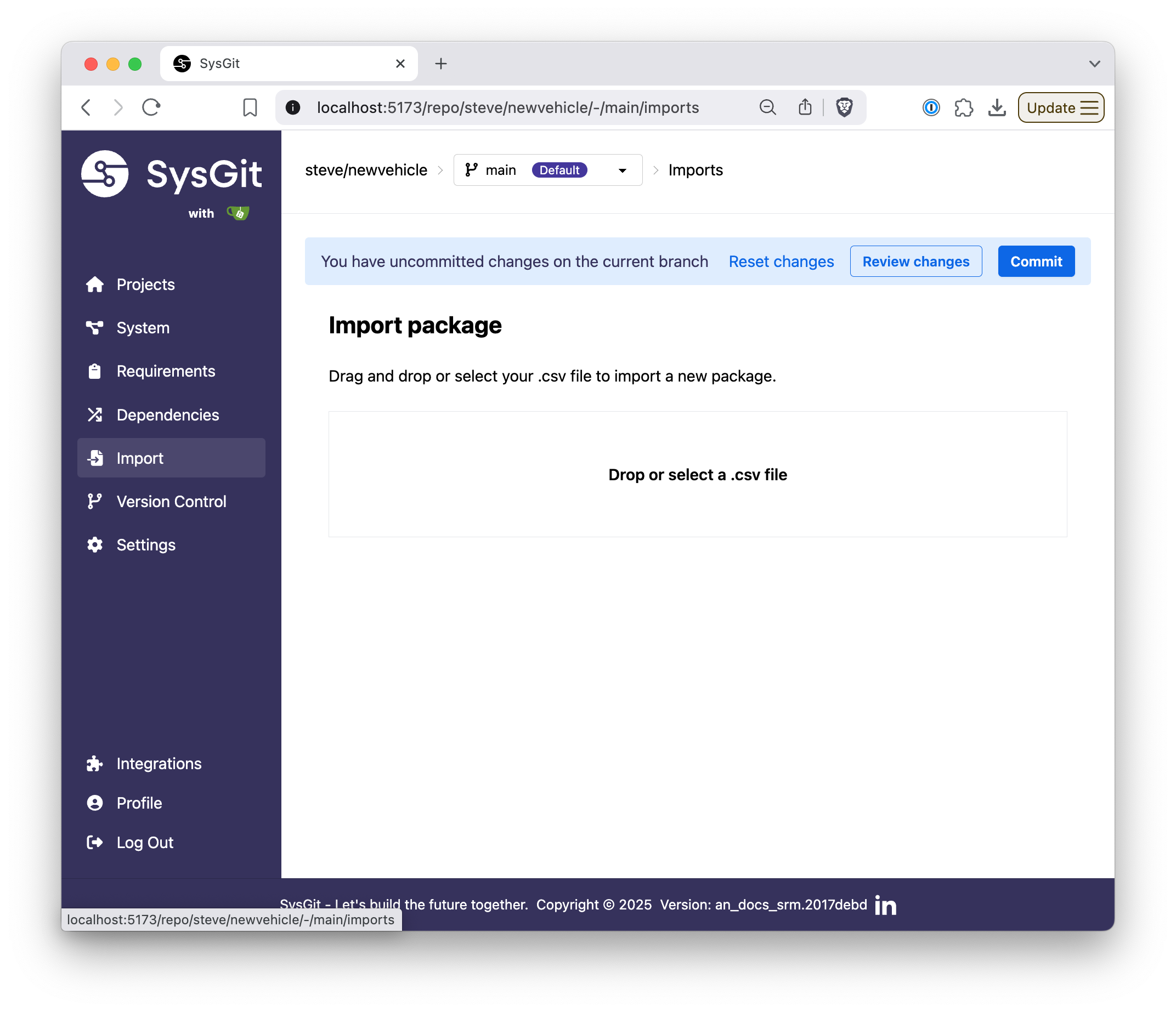 Import Page